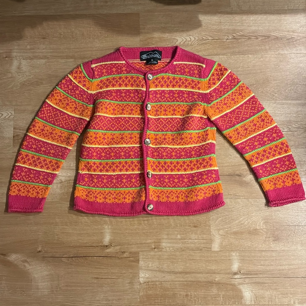 Pink, orange, yellow, and green stripe vintage sweater
